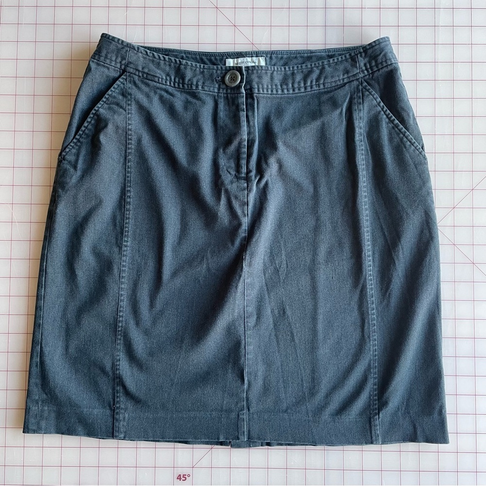 Merona Classic Charcoal Gray Pencil Skirt sz 10 mid length cotton blend office